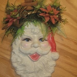 Vintage 1960s blow mold plastic Santa Claus door hanging